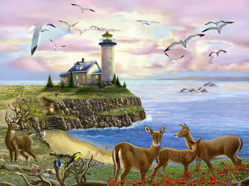 Deer on a Coastal Cliff