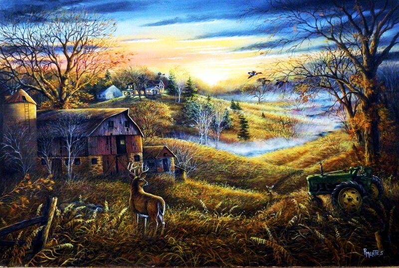 Deer on a Farm — Blue