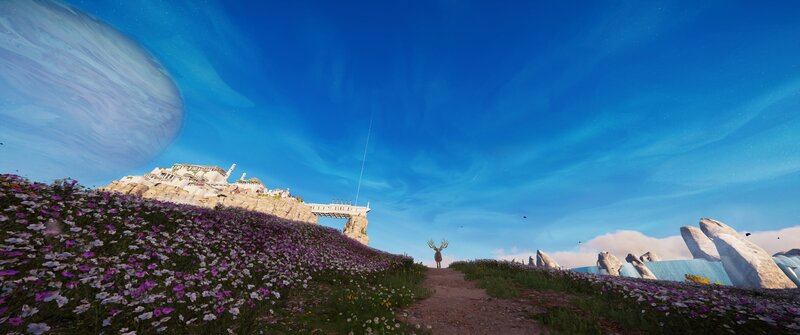 Deer on a Hill — Blue, Serene