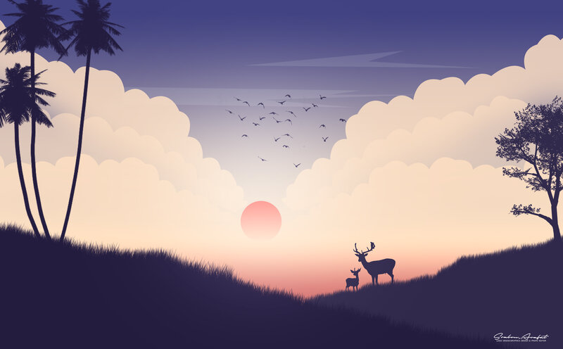 Deer on a Hill — Purple