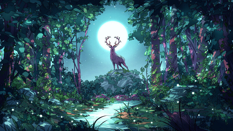Deer on a Rock — Green