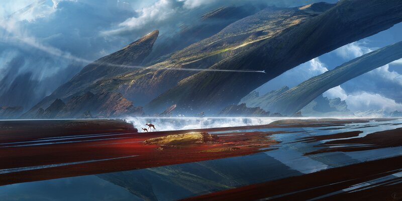 Deer on Red Shore