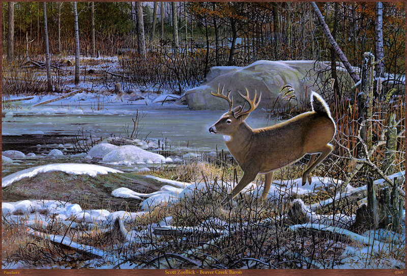 Deer Running in Snow — Brown, Natural