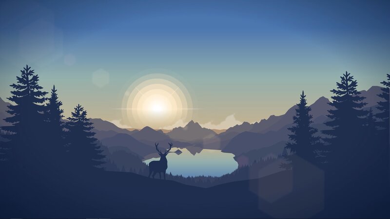 Deer Silhouette at Lake — Blue