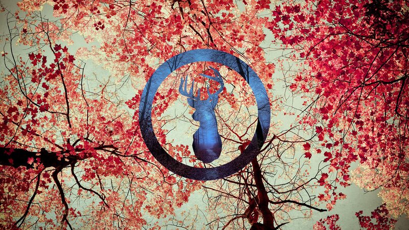 Deer Silhouette in Circle — Red