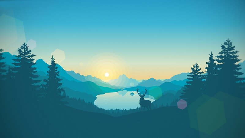 Deer Silhouette in Mountains — Blue