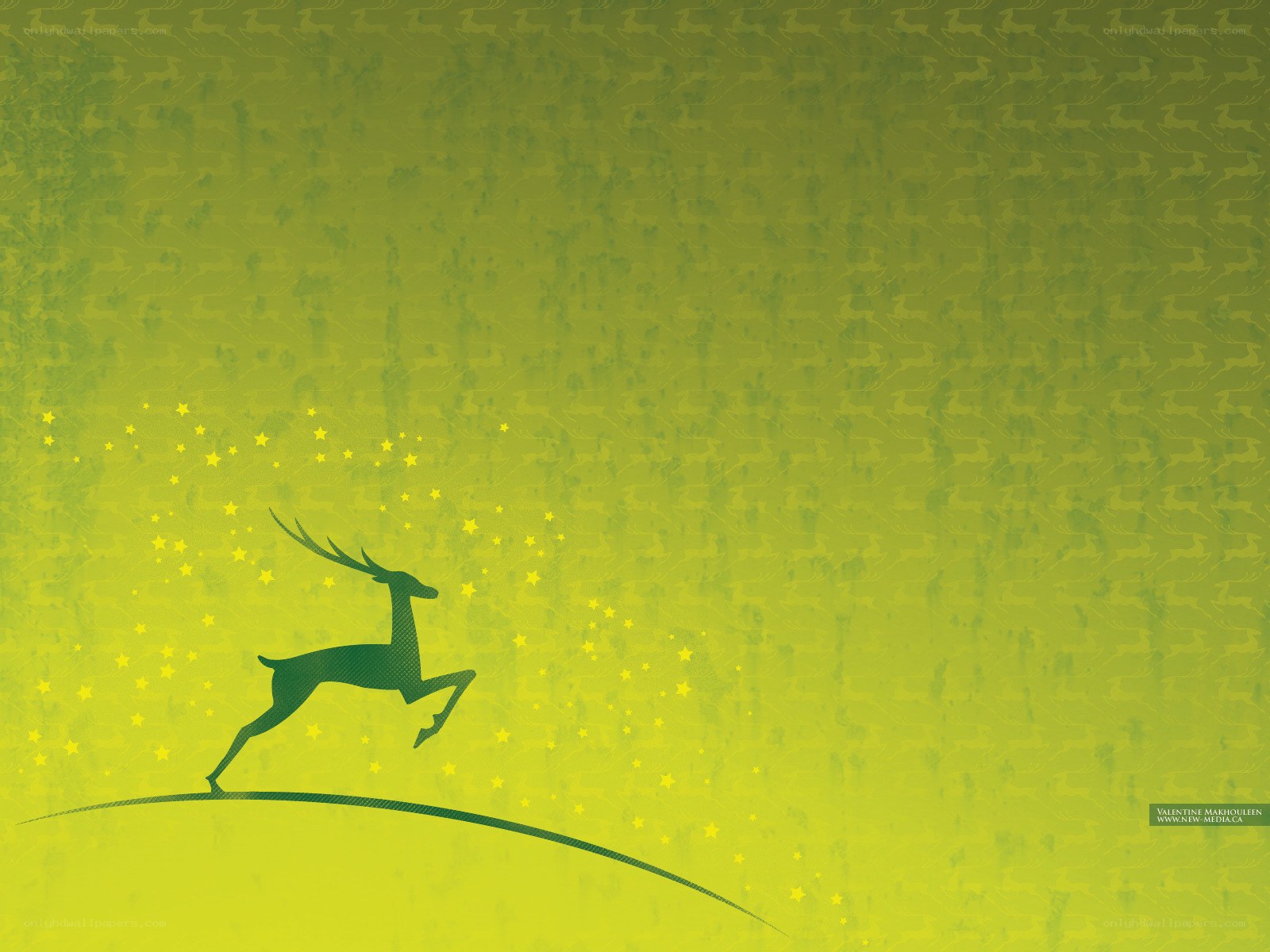 deer silhouette on green background