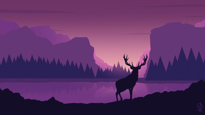 Deer Silhouette — Purple