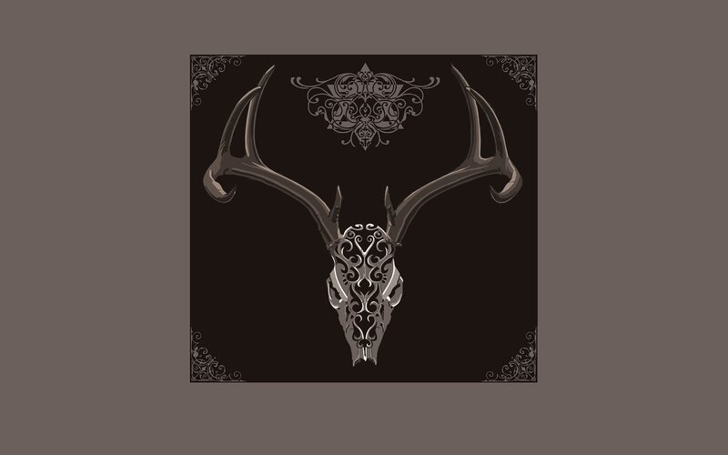 Deer Skull with Antlers — Black