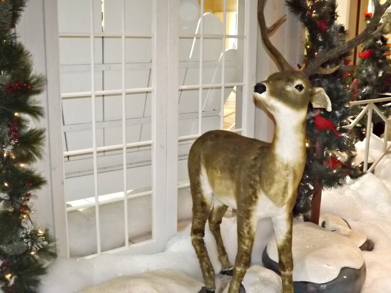 Deer Statue in Snow — White