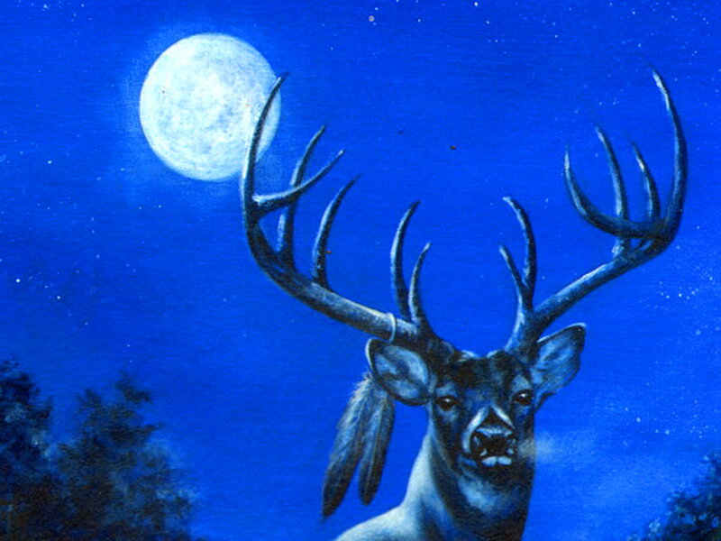Deer with Antlers — Blue