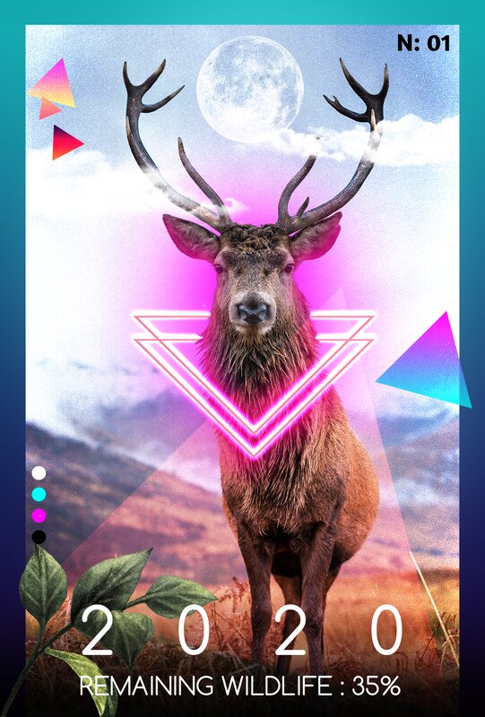 Deer with Antlers — Purple
