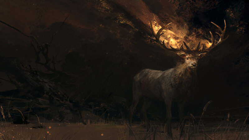 Deer with Glowing Antlers — Brown