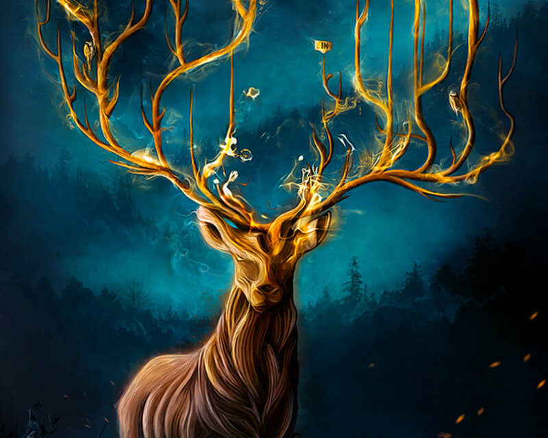 Deer with Glowing Antlers