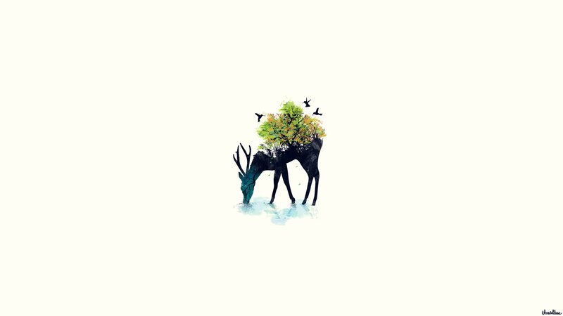 Deer with Tree on Back — Black
