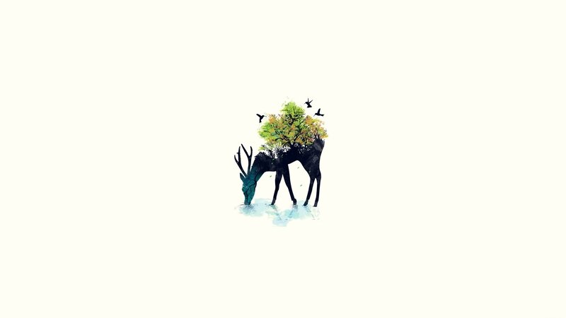 deer with tree on back