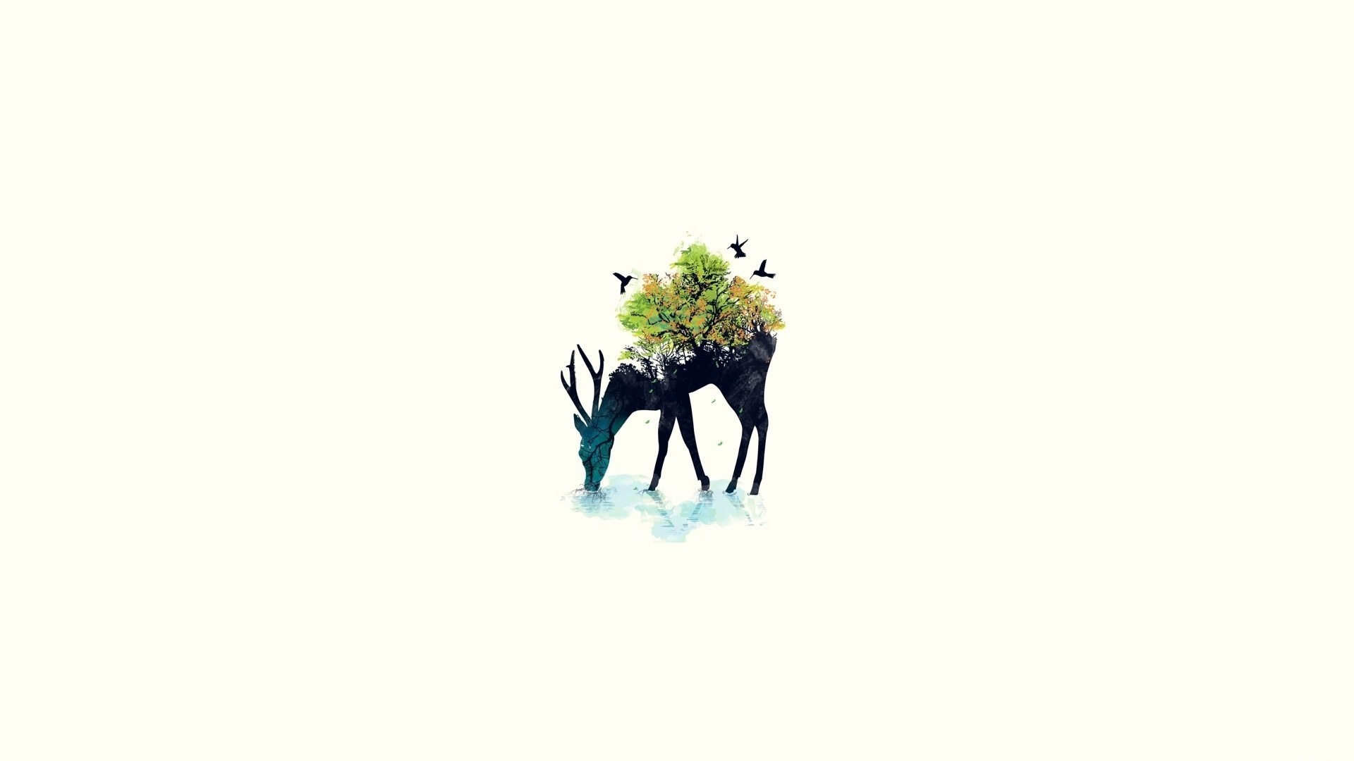 deer with tree on back