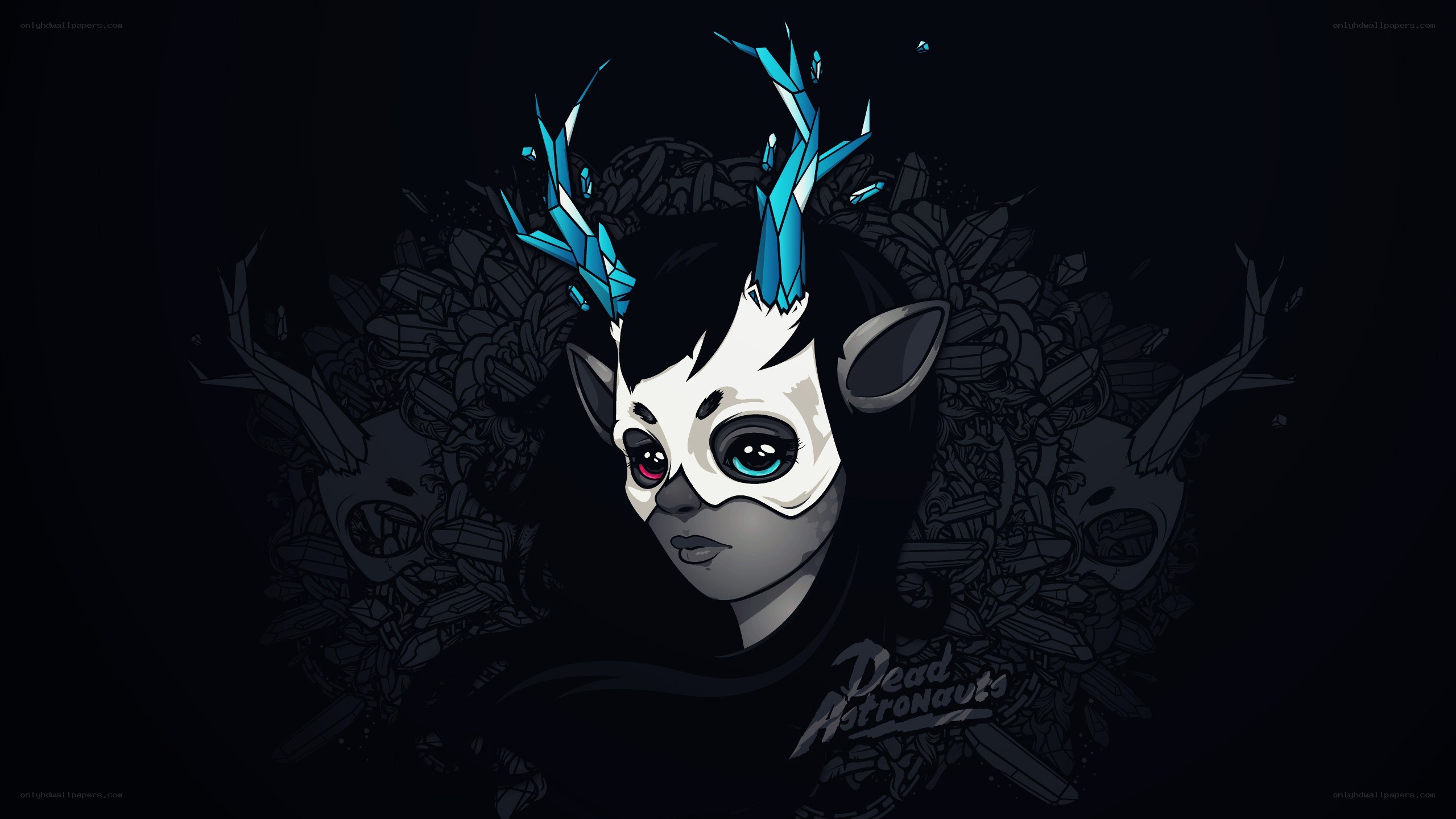 deformed character with blue horns