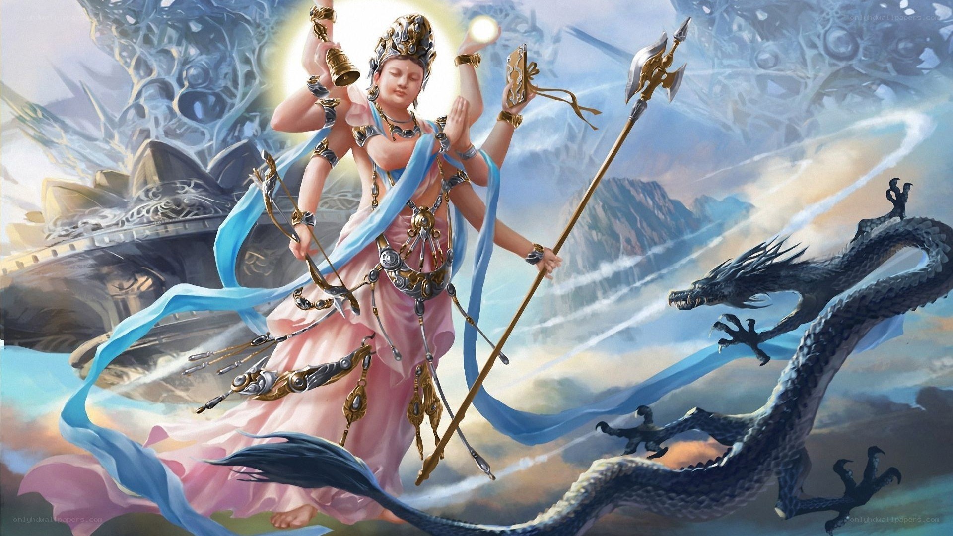 Deity with Dragon and Weapons