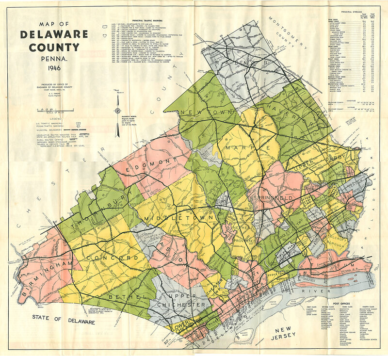 Delaware County map from 1946