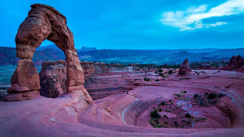 Delicate Arch at Dusk — Blue, Serene