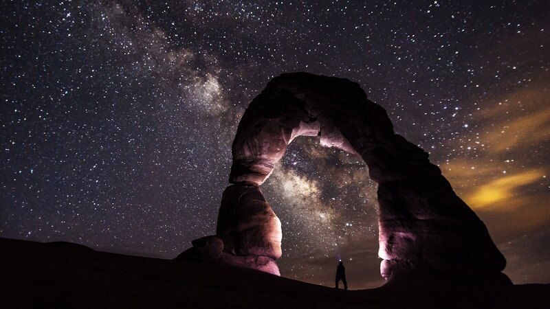 Delicate Arch at Night — Black, Dramatic