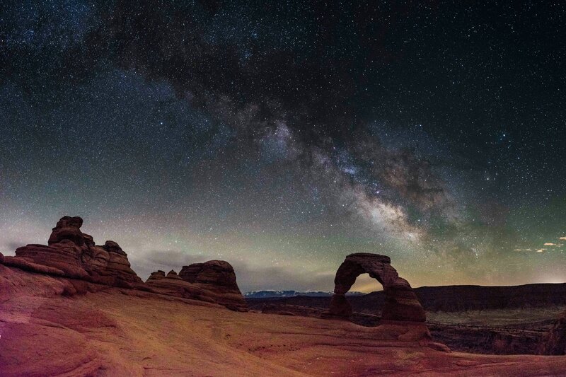 Delicate Arch at Night — Black, Serene