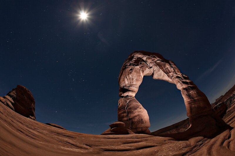 Delicate Arch at Night — Brown