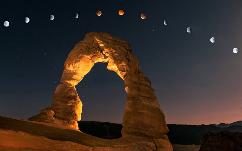 Delicate Arch at Night — Orange