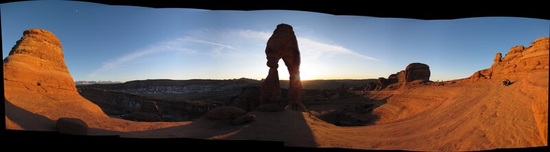 Delicate Arch at Sunset — Orange, Serene, Photograph, Rock Formations