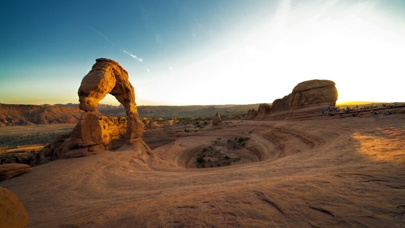 Delicate Arch at Sunset — Orange, Serene