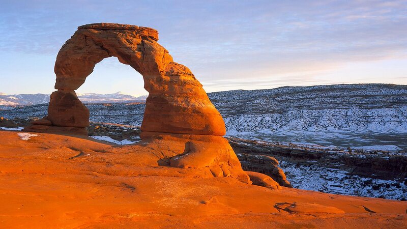 Delicate Arch in Winter — Orange