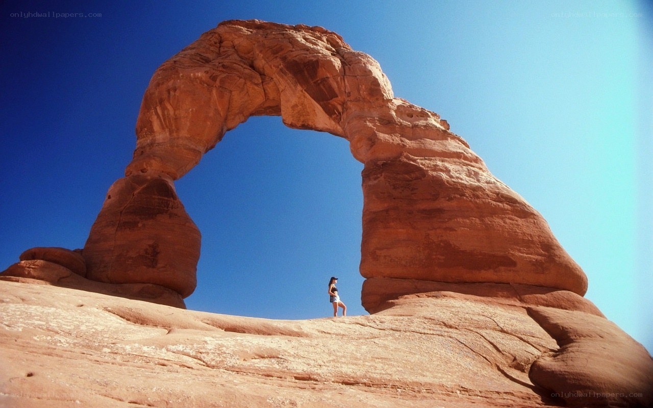 Delicate Arch with hiker