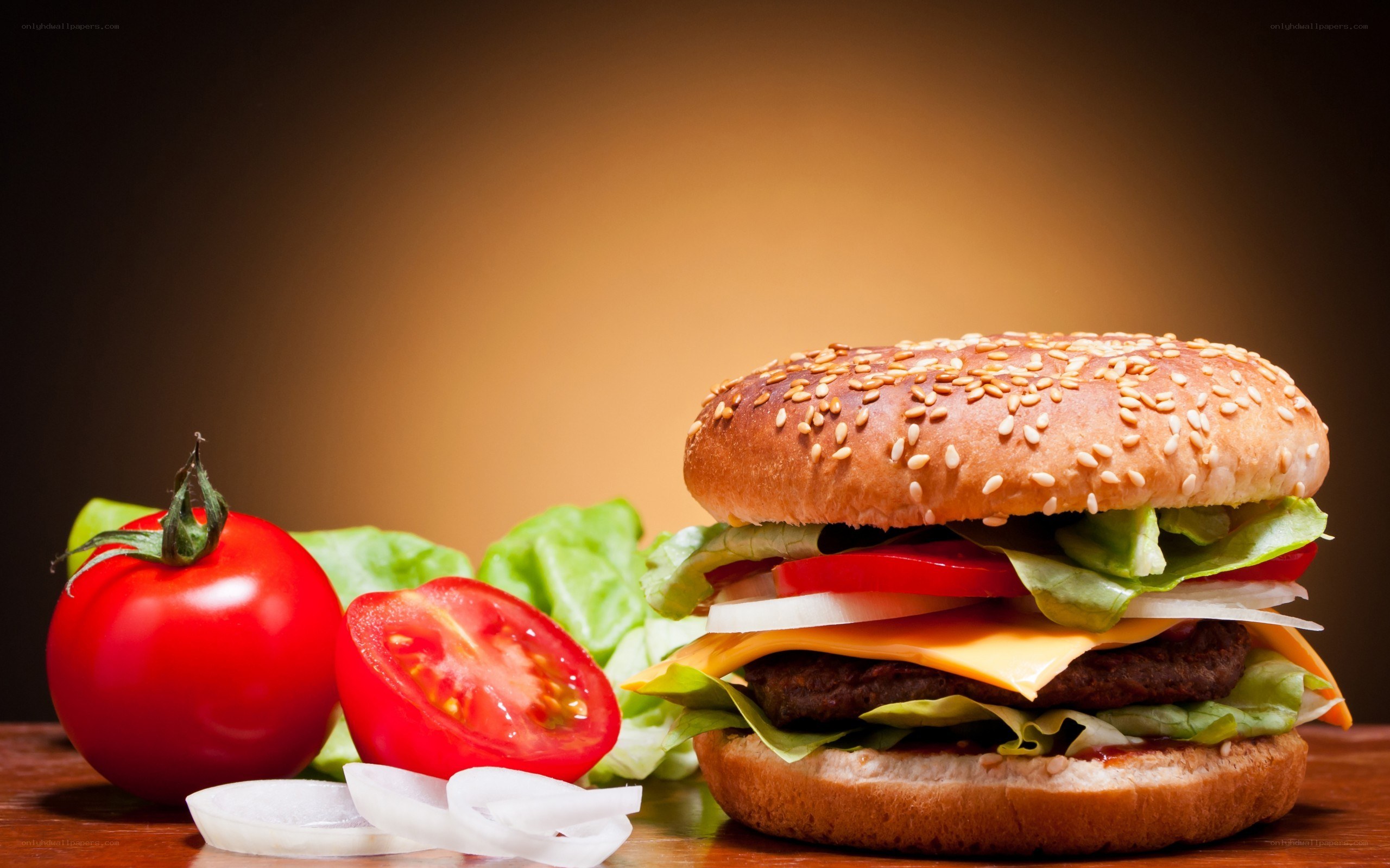 Delicious cheeseburger with fresh vegetables