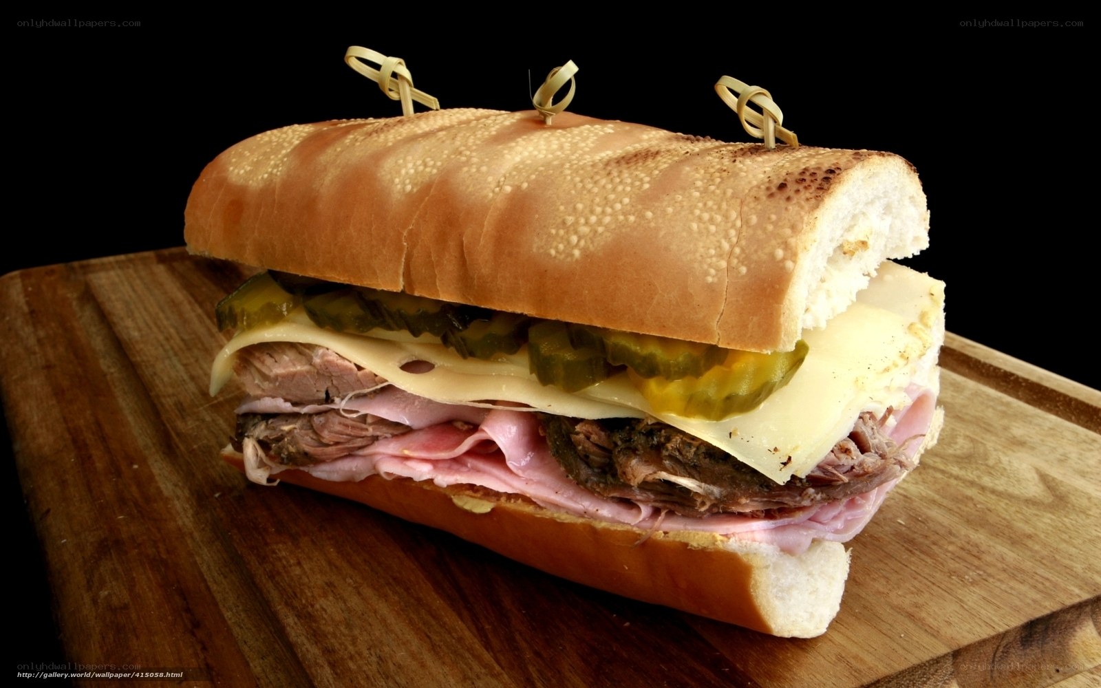 delicious sandwich on wooden board