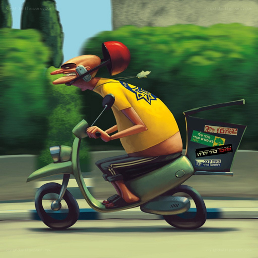Delivery man on scooter