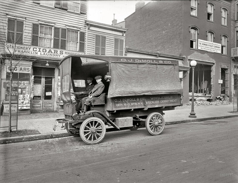 Delivery truck on a city street