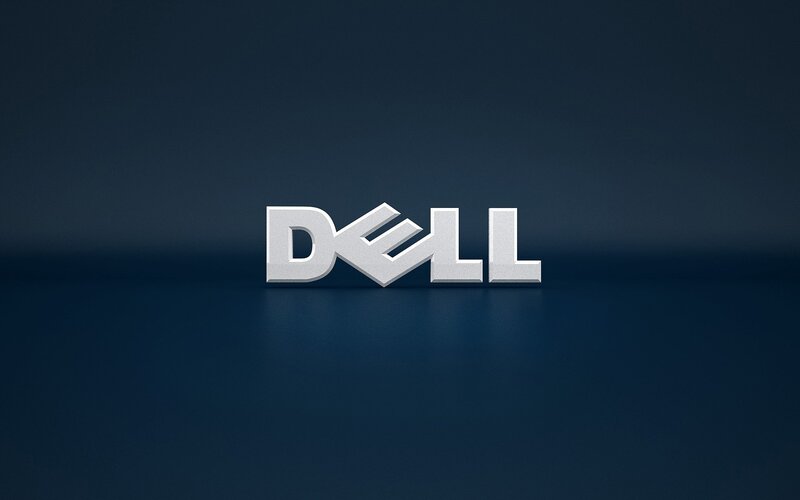 Dell Logo on Dark Surface — Blue