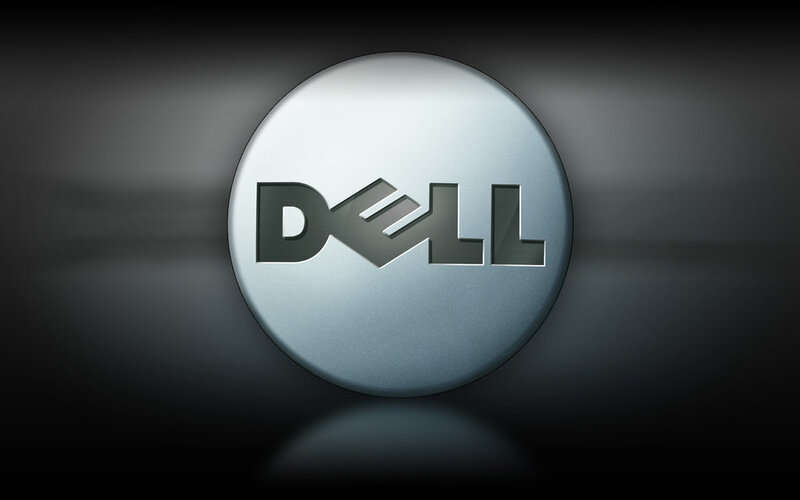 Dell logo on metallic surface