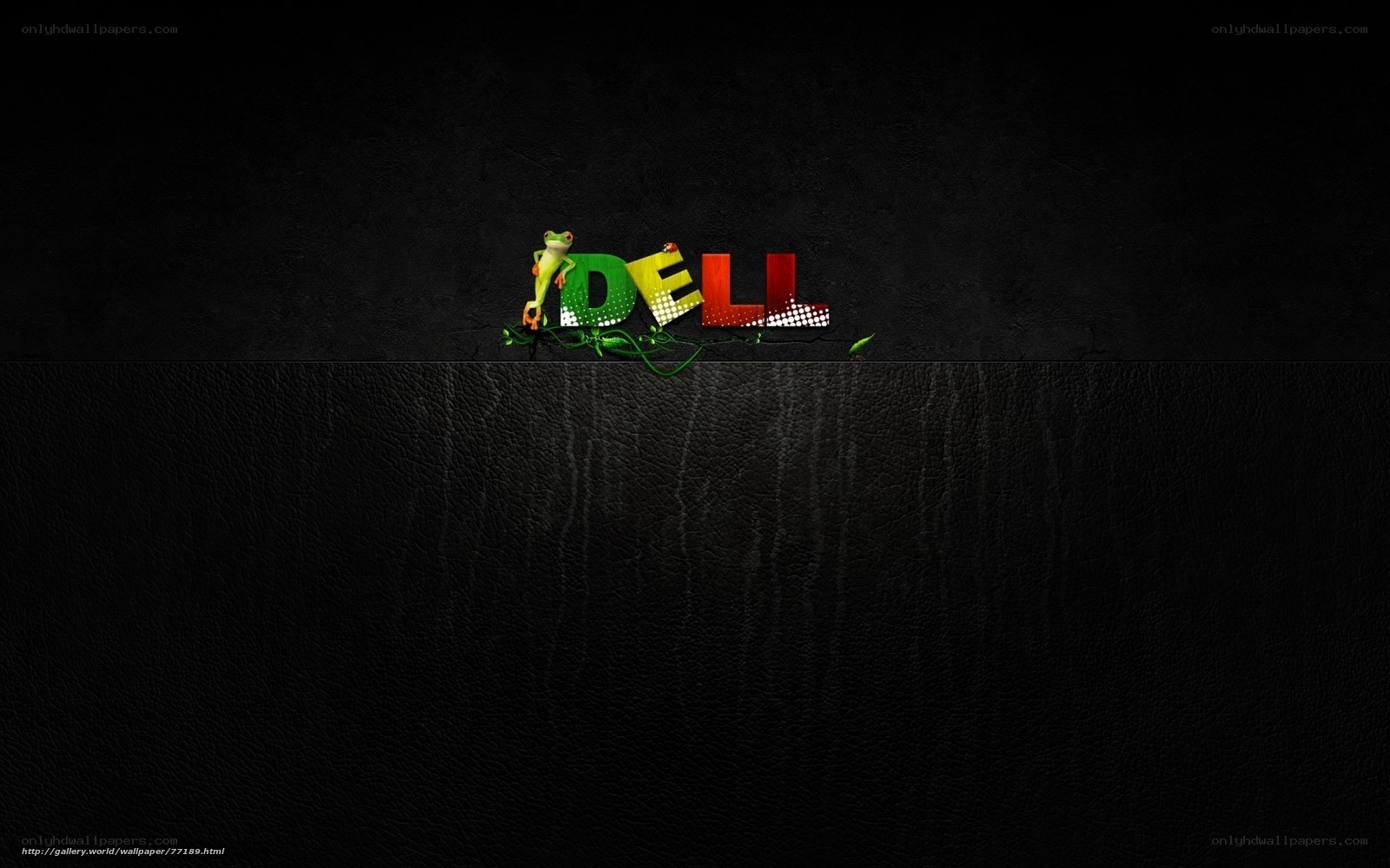 Dell logo with frog on black background