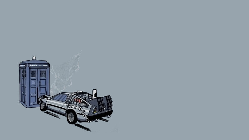 DeLorean and TARDIS collision