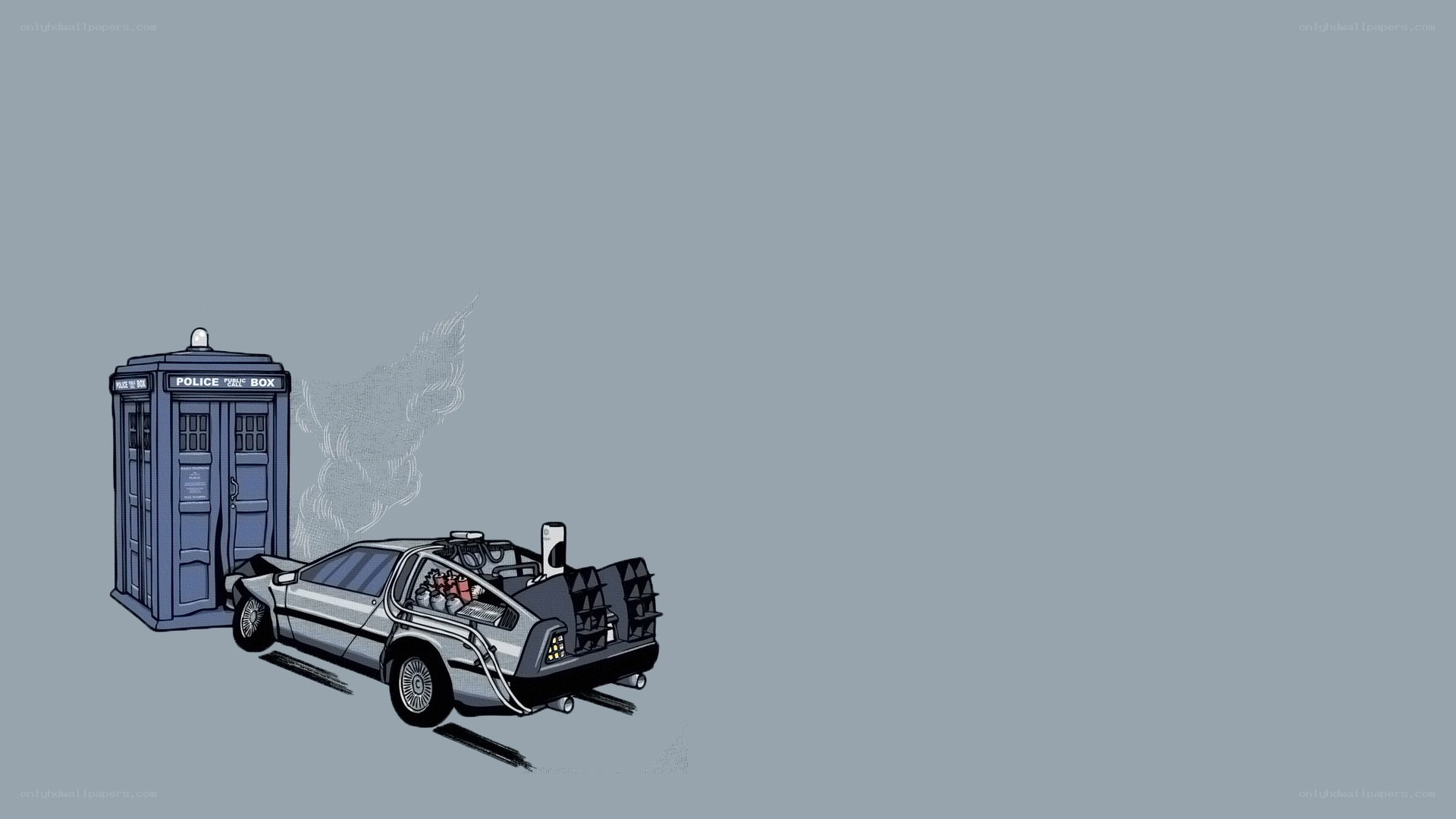 DeLorean and TARDIS collision