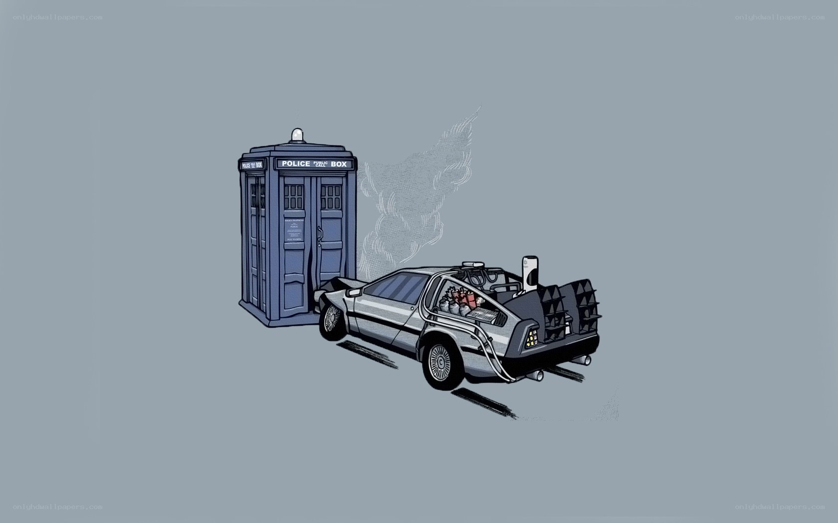 DeLorean and TARDIS collision
