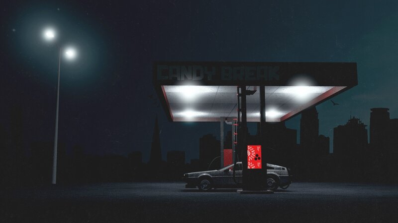 DeLorean at Gas Station