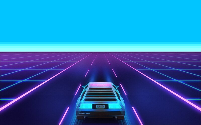 DeLorean Car on Grid Road