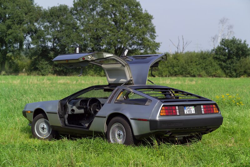 DeLorean DMC-12 in a field