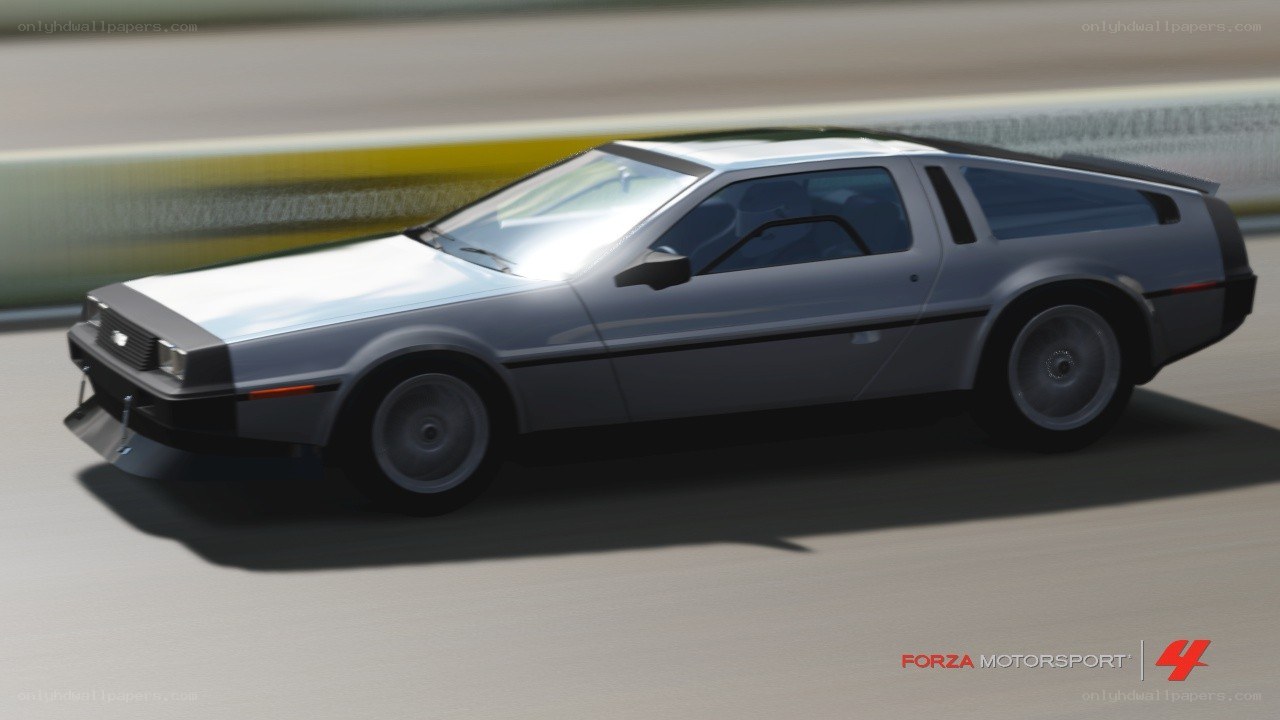 DeLorean DMC-12 on a racetrack
