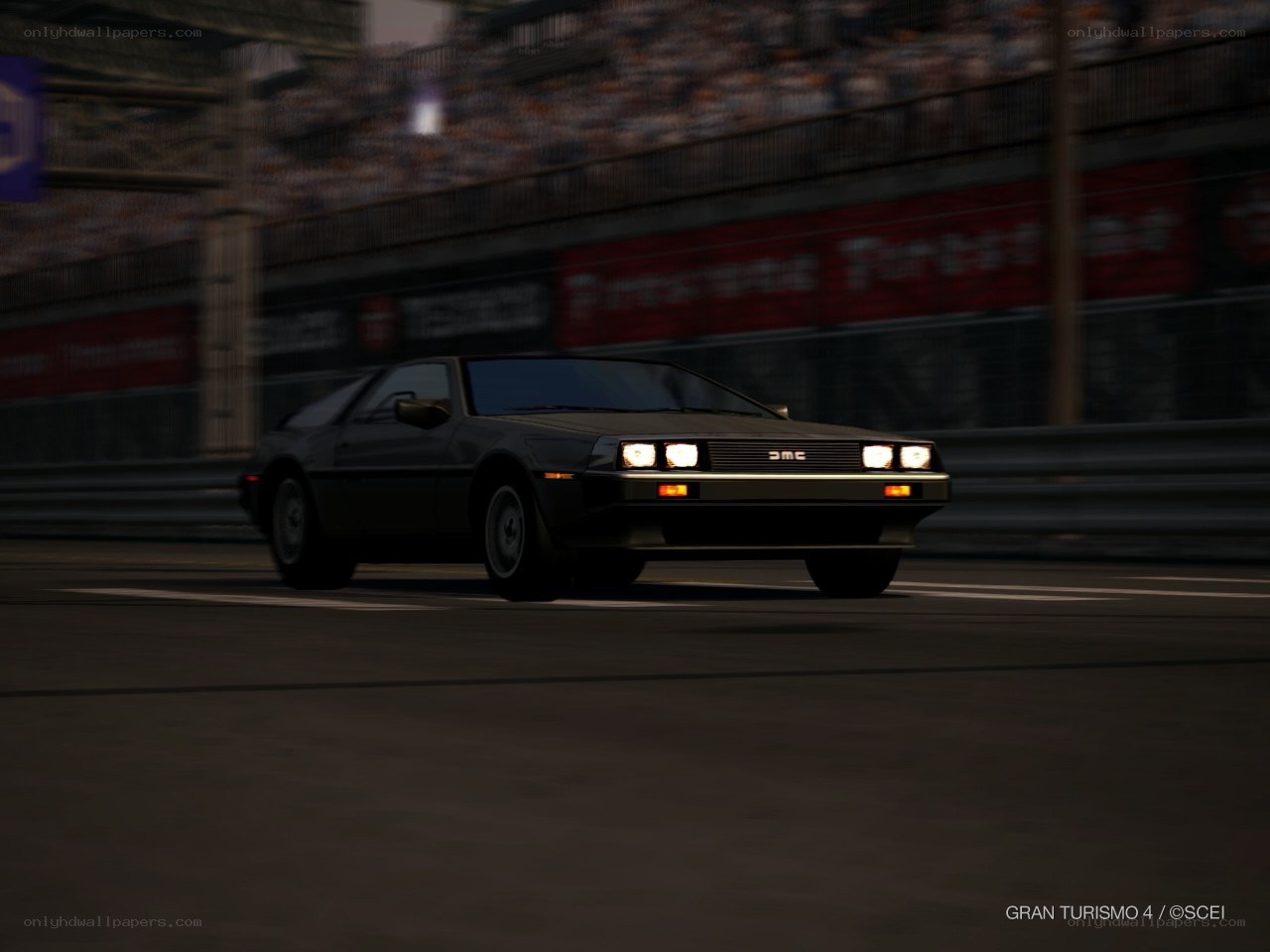 DeLorean DMC-12 on a racetrack