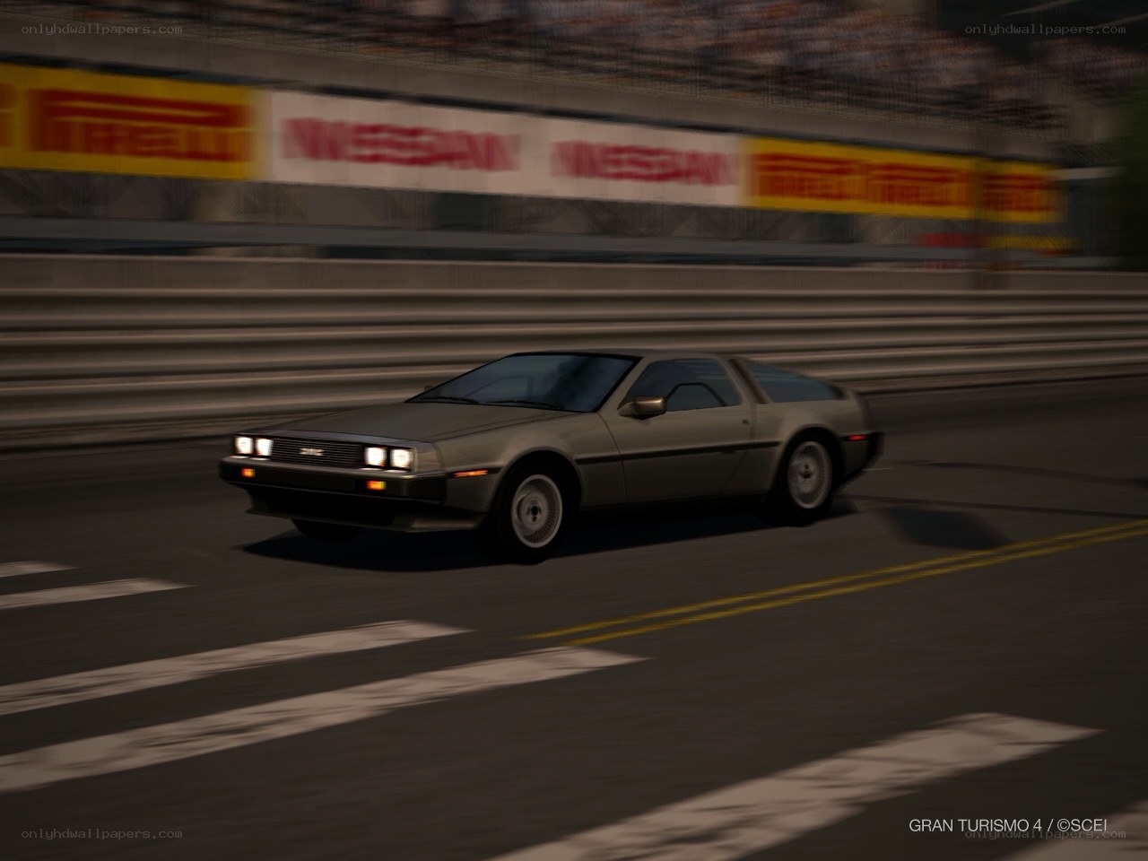 DeLorean on a racetrack