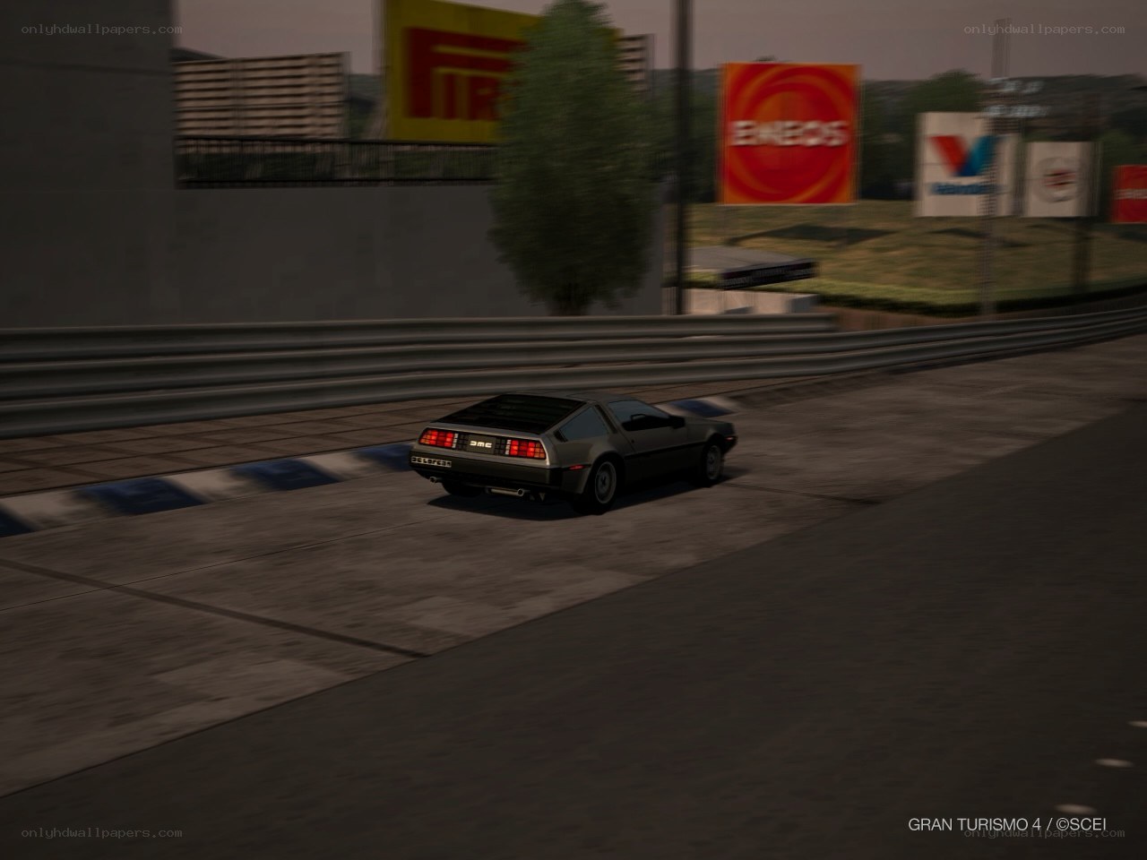 DeLorean on a racetrack